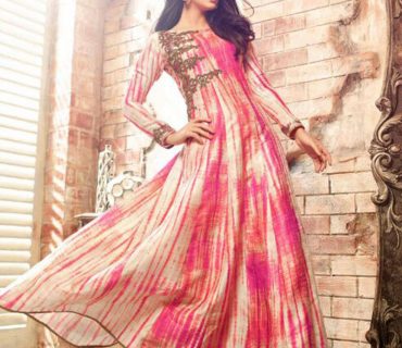 Pink Multicolor FloralPrint3404 Embroidered Banarasi Silk PartyWear Anarkali Suit at ZIkimo 1 Pink Multicolor FloralPrint3404 Embroidered Banarasi Silk PartyWear Anarkali Suit at ZIkimo
