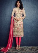 Biege Pink3806 Party Wear Designer Suit at Zikimo