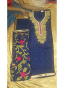NavyBlue Pink Pure dupiun with Georgette Punjabi Boutique Salwar Kameez at Zikimo