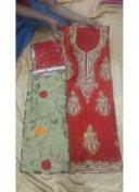 Red Multicolor dupiun with Georgette Punjabi Boutique Salwar Kameez at Zikimo