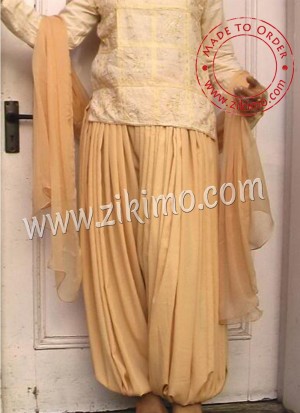 Cotton Satin Tan Color Flaired Harem Pants Salwar at Zikimo