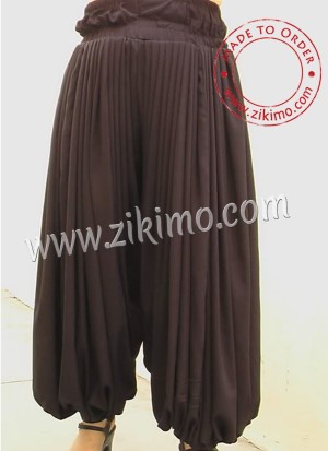 Cotton Satin Black Color Flaired Harem Pants Salwar at Zikimo