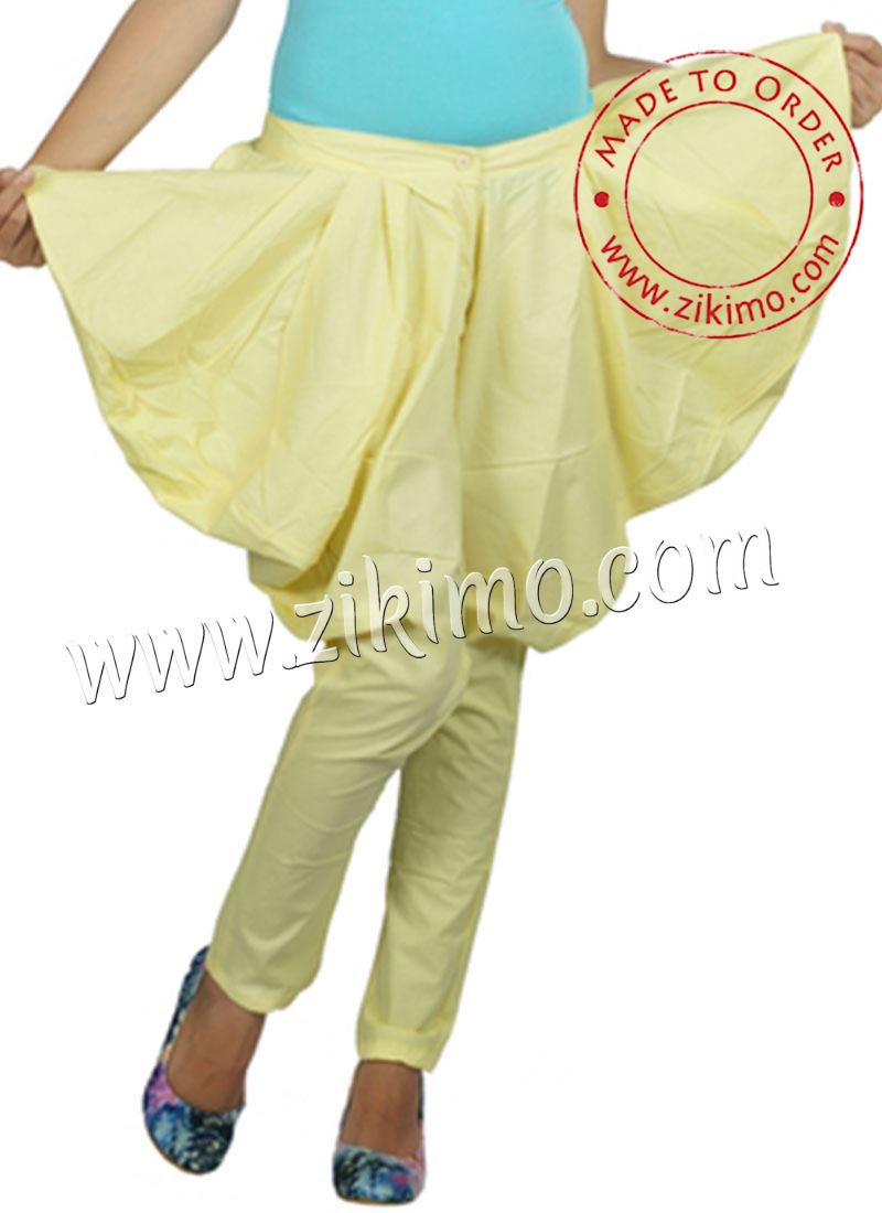 Cotton Satin Lime Color Dhoti Pjami  Salwar at Zikimo 1 Cotton Satin Lime Color Dhoti Pjami  Salwar at Zikimo