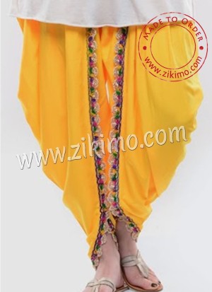 Cotton Satin yellow Punjabi Tulip Salwar at Zikimo