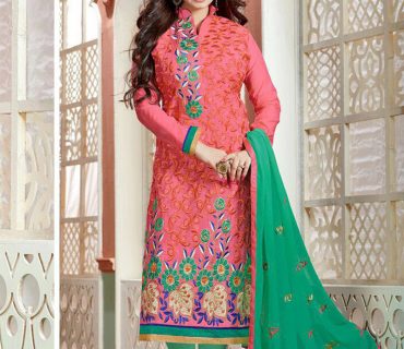 DullPink and Green9901 Embroidered Cotton Silk Chanderi Straight Suit at Zikimo 1 DullPink and Green9901 Embroidered Cotton Silk Chanderi Straight Suit at Zikimo