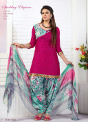 DarkPink and Multicolor1011 Glace Cotton Daily Wear Patiyala Suit at Zikimo