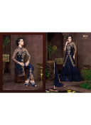 NavyBlue4805 Zari And Handwork Jacket Anarkali Lehenga Choli at Zikimo