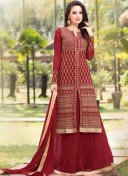 Maroon Georgette Full Embroidered Wedding Lehenga Choli at Zikimo