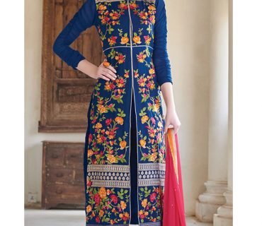 Blue Pink Floral Embroidery WeddingParty Frontcut Suit at Zikimo 1 Blue Pink Floral Embroidery WeddingParty Frontcut Suit at Zikimo