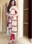 White Red Floral Embroidery WeddingParty Frontcut Suit at Zikimo