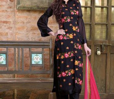 Black Pink Floral Embroidery WeddingParty Frontcut Suit at Zikimo 1 Black Pink Floral Embroidery WeddingParty Frontcut Suit at Zikimo