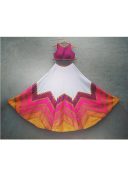 White Milticolor RawSilk DigitalPrinted Embroidered Navratri Lehenga Choli at Zikimo