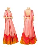 PalePink RawSilk DigitalPrinted Embroidered Navratri Lehenga Choli at Zikimo
