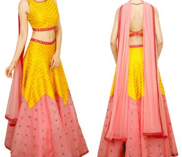 Yellow Pink RawSilk DigitalPrinted Embroidered Navratri Lehenga Choli at Zikimo 1 Yellow Pink RawSilk DigitalPrinted Embroidered Navratri Lehenga Choli at Zikimo