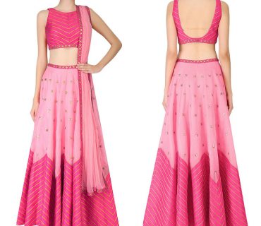 Two Tone Pink RawSilk DigitalPrinted Embroidered Navratri Lehenga Choli at Zikimo 1 Two Tone Pink RawSilk DigitalPrinted Embroidered Navratri Lehenga Choli at Zikimo