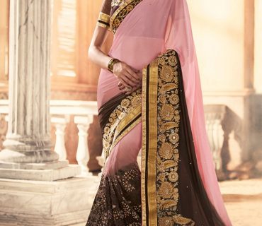 PinkBrown384 Georgette Net Party Wear Indian Wedding Saree at Zikimo 1 PinkBrown384 Georgette Net Party Wear Indian Wedding Saree at Zikimo