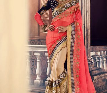 PinkBiege386 Georgette Party Wear Indian Wedding Saree at Zikimo 1 PinkBiege386 Georgette Party Wear Indian Wedding Saree at Zikimo