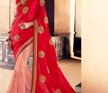 RedPink395 Georgette Party Wear Indian Wedding Saree at Zikimo 1 RedPink395 Georgette Party Wear Indian Wedding Saree at Zikimo