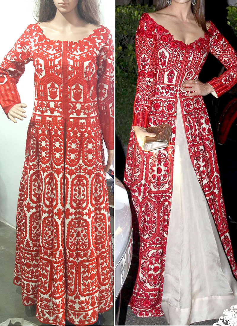 Red White Banglori Silk Full Embroidered Floor Length Indian Suit at Zikimo 1 Red White Banglori Silk Full Embroidered Floor Length Indian Suit at Zikimo