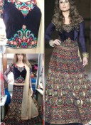 Blue Velvet Full Embroidered Indian Wedding Wear Lehenga Choli at Zikimo