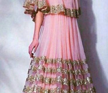 Light Pink Georgette Cape Style Anarkali Suit at Zikimo 1 Light Pink Georgette Cape Style Anarkali Suit at Zikimo