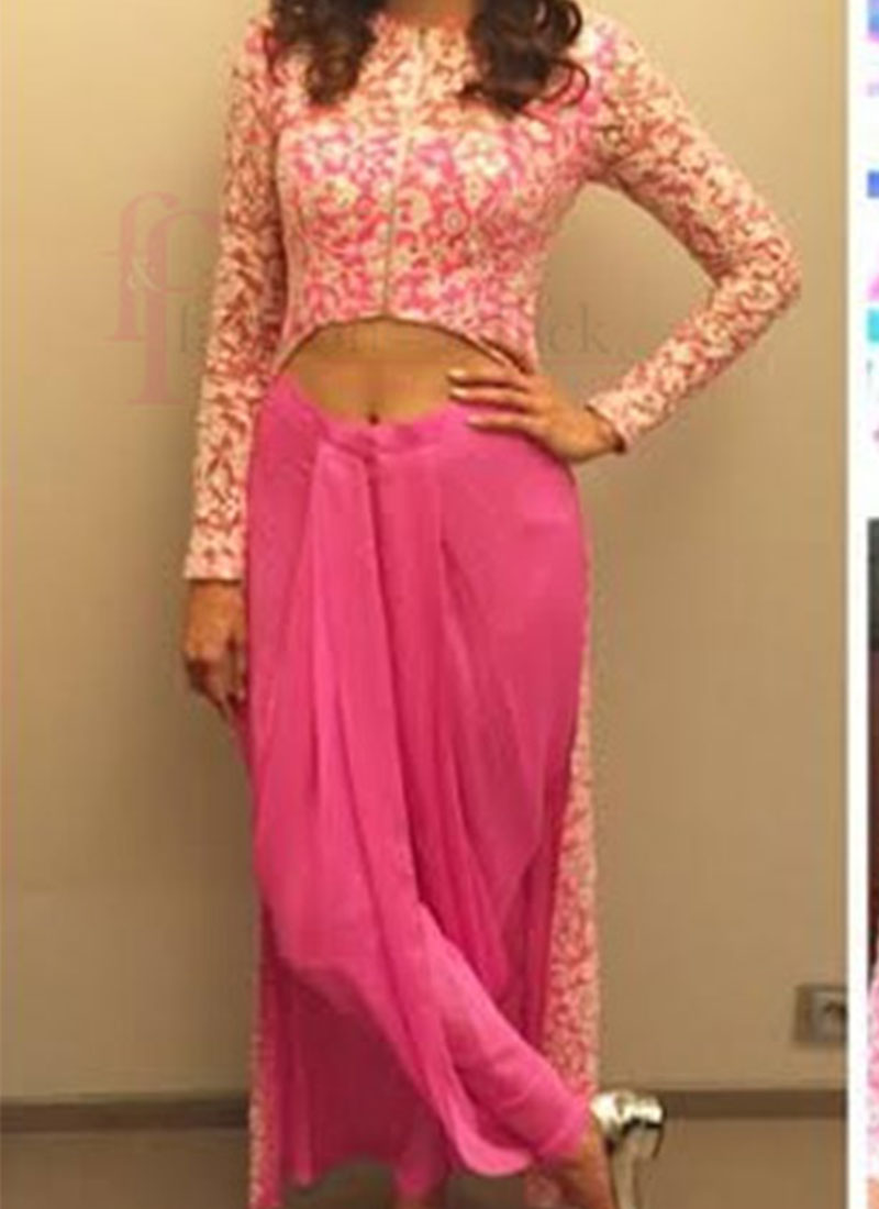 Mandana Krimi in Pink Georgette SelfWork Dhoti Pants at Zikimo