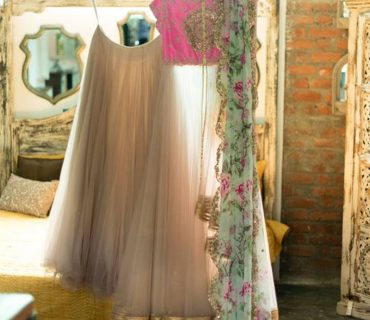 RawSilk Grey Pink Indian Partywear Lehenga Choli With Floral Dupatta at Zikimo 1 RawSilk Grey Pink Indian Partywear Lehenga Choli With Floral Dupatta at Zikimo