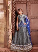 Grey Blue1156 Indian Party Wear Heavy Lehenga Choli at Zikimo
