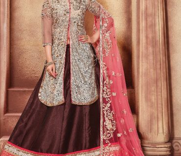 Brown Pink1161 Indian Party Wear Heavy Lehenga Choli at Zikimo 1 Brown Pink1161 Indian Party Wear Heavy Lehenga Choli at Zikimo