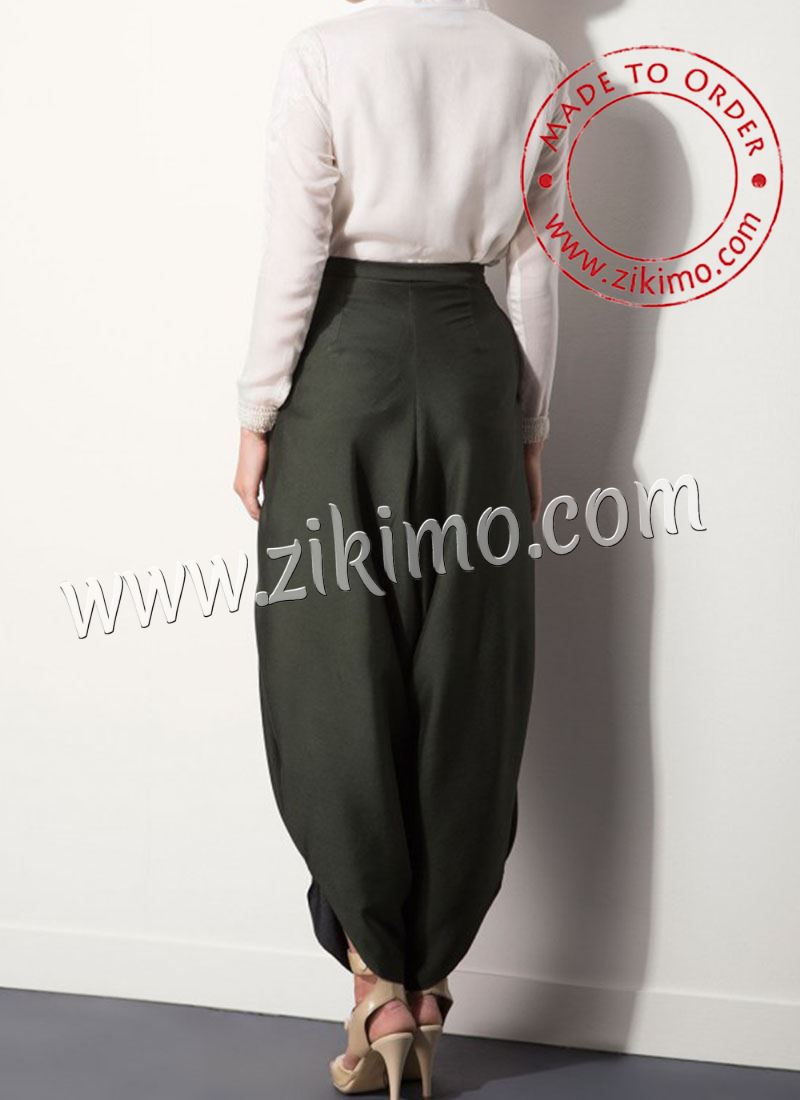 Cotton Satin Black Harem Pants Salwar at Zikimo 2 Cotton Satin Black Harem Pants Salwar at Zikimo