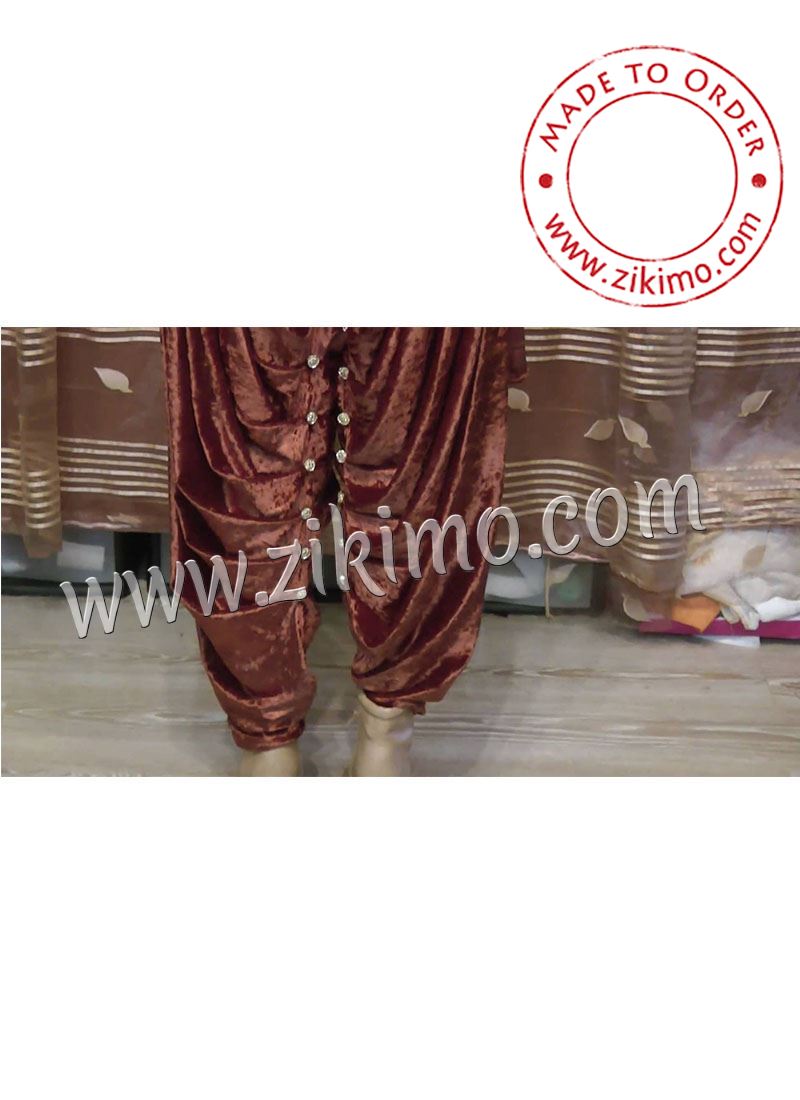 Cotton Satin Brown Punjabi Khajoor Salwar at Zikimo 2 Cotton Satin Brown Punjabi Khajoor Salwar at Zikimo