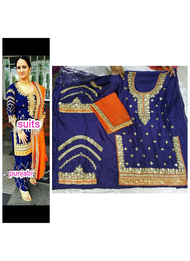 Blue Gotta Partti Work All Over Dupiun Embroidered Punjabi Salwar Kameez at Zikimo 1 Blue Gotta Partti Work All Over Dupiun Embroidered Punjabi Salwar Kameez at Zikimo