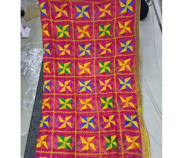 Pink Full Embroidered Punjabi Phulkari Dupatta at Zikimo 1 Pink Full Embroidered Punjabi Phulkari Dupatta at Zikimo