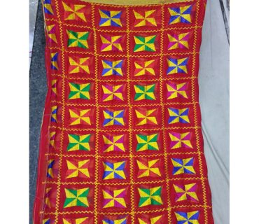 Red Pink Full Embroidered Punjabi Phulkari Dupatta at Zikimo 1 Red Pink Full Embroidered Punjabi Phulkari Dupatta at Zikimo