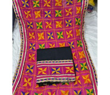 Black Pink Glace cotton all over Punjabi Salwar Kameez With phulkari duppta at Zikimo 1 Black Pink Glace cotton all over Punjabi Salwar Kameez With phulkari duppta at Zikimo
