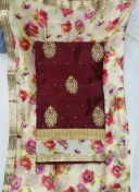 Wine Color Charli Silk All Over Punjabi Salwar Kameez With Floral duppta at Zikimo