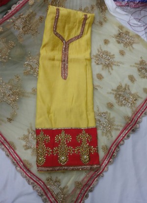Red Yellow Charli Silk All Over Punjabi Salwar Kameez With Net Duppta at Zikimo