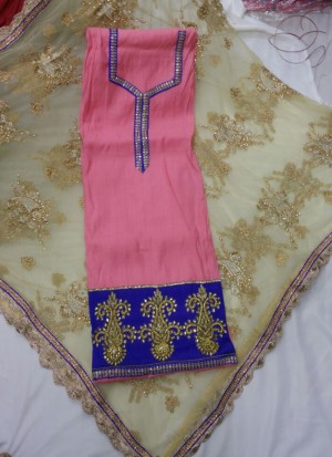 Pink Blue Charli Silk All Over Punjabi Salwar Kameez With Net Duppta at Zikimo