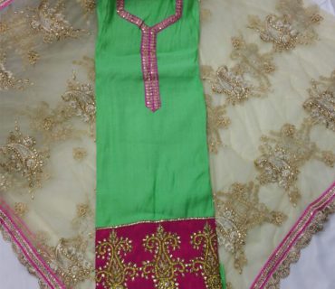 Green Pink Charli Silk All Over Punjabi Salwar Kameez With Net Duppta at Zikimo 1 Green Pink Charli Silk All Over Punjabi Salwar Kameez With Net Duppta at Zikimo