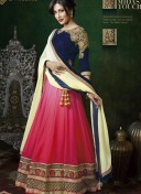 Georgette Velvet Pink Blue FestiveWear Lehenga Choli at Zikimo