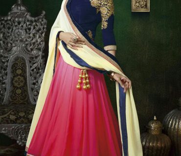 Georgette Velvet Pink Blue FestiveWear Lehenga Choli at Zikimo 1 Georgette Velvet Pink Blue FestiveWear Lehenga Choli at Zikimo