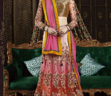 Net Brocade Pink Maroon Embroidered FestiveWear Lehenga Choli at Zikimo 1 Net Brocade Pink Maroon Embroidered FestiveWear Lehenga Choli at Zikimo