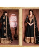 Black15501 Banglosri Silk Indian WeddingWear Embroidery Anarkali Suit At Zikimo