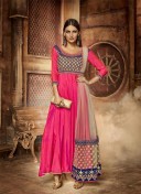 PinkBlue181 Velvet Silk Work AnkleLength Anarkali Suits at Zikimo