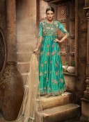 Green183 Silk ZariWork FloorLength Anarkali Suits at Zikimo