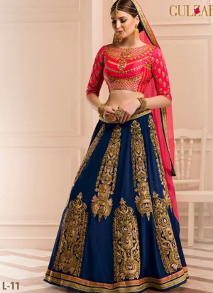 BlueRed L11  Heavy Embroidered Indian Wedding Wear Georgette Net Lehenga choli at Zikimo