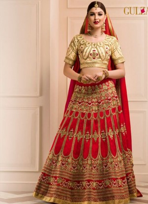 TanRed L12  Heavy Embroidered Indian Wedding Wear G0eorgette Banglori Lehenga choli at Zikimo