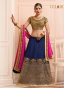 PinkBlue L16  Heavy Embroidered Indian Wedding Wear BangloriSilk Lehenga choli at Zikimo
