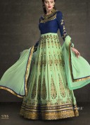 SeaGreen Blue1705 Georgette Indian FestiveWear Anarkali Suit at Zikimo