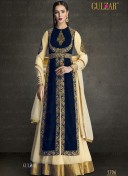 NavyBlue1706 VelvetGeorgette Indian FestiveWear Anarkali Suit at Zikimo